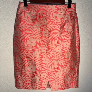 J. Crew Knee-Length Pencil Skirt Pink & Tan Floral Print